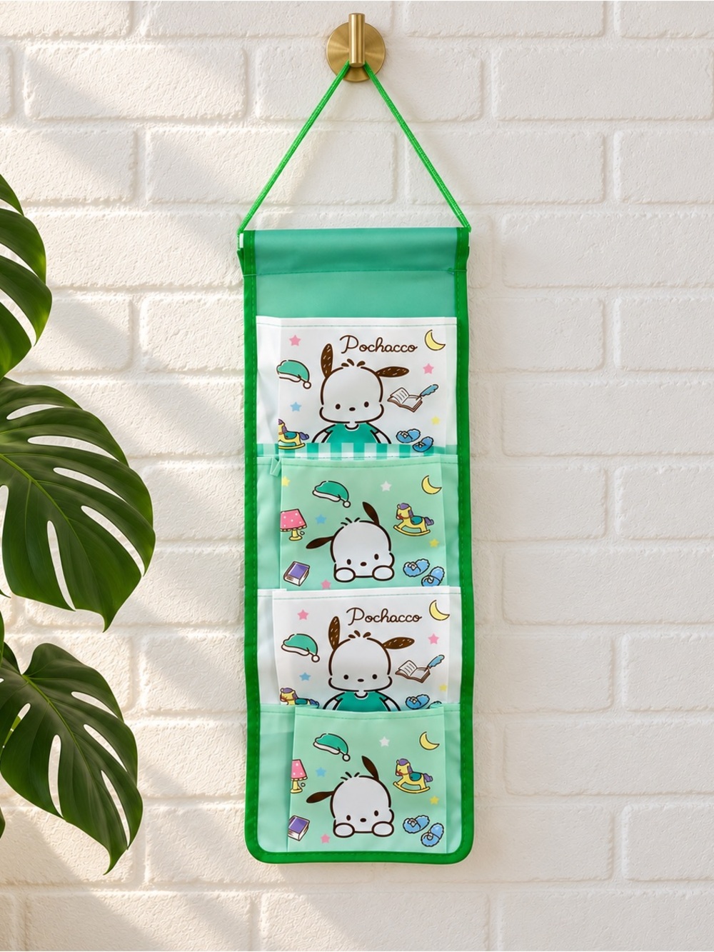Sanrio Pochacco Hanging Wall Pocket Organizer Green